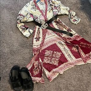 Free People L Button Up Kimono